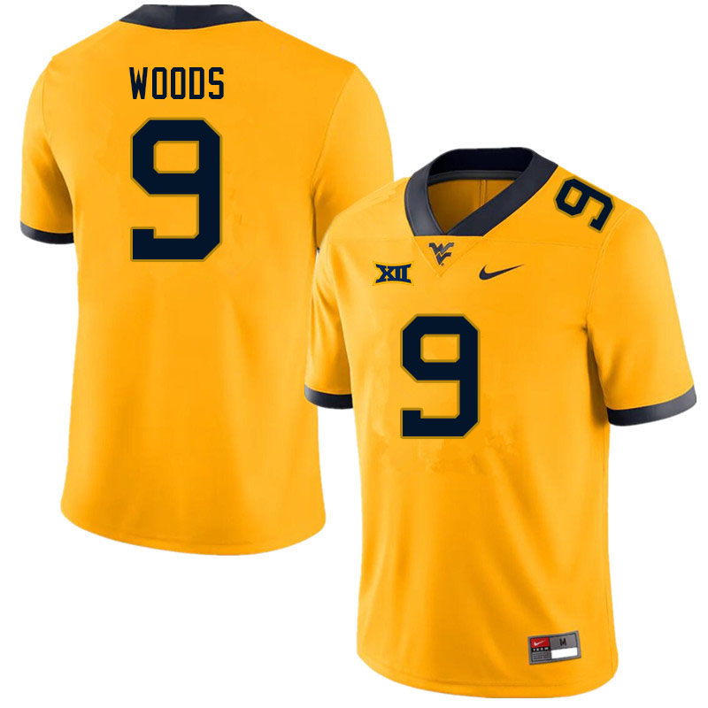 NCAA Men's Charles Woods West Virginia Mountaineers Gold #9 Nike Stitched Football College Authentic Jersey UA23M00NF